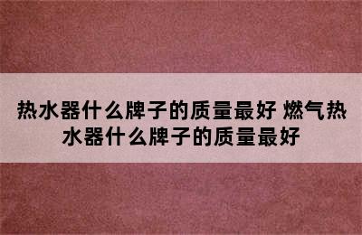 热水器什么牌子的质量最好 燃气热水器什么牌子的质量最好